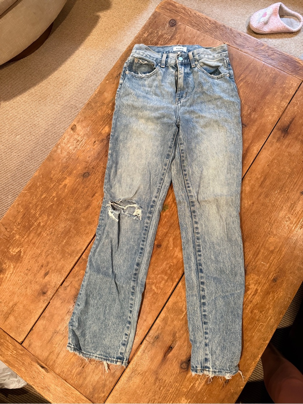 Pistola Cassie Super High Rise Straight Jeans Charm Distressed Size 26 - Picture 2 of 5